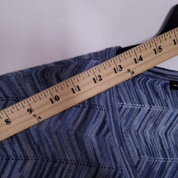 White House Black Market Sweater Small Blue Knit Chevron Dolman - Picture 8 of 11